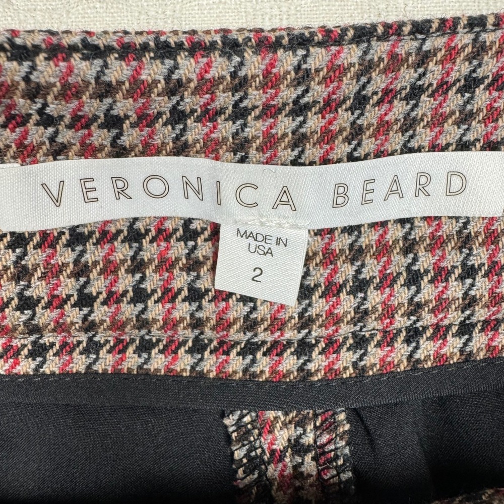 Veronica Beard Pants Women Size 2 Houndstooth Plaid Trousers Cropped Made in USA - Picture 3 of 10